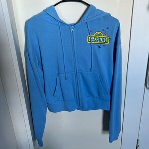 Sesame Street crop zip hoodie, size medium